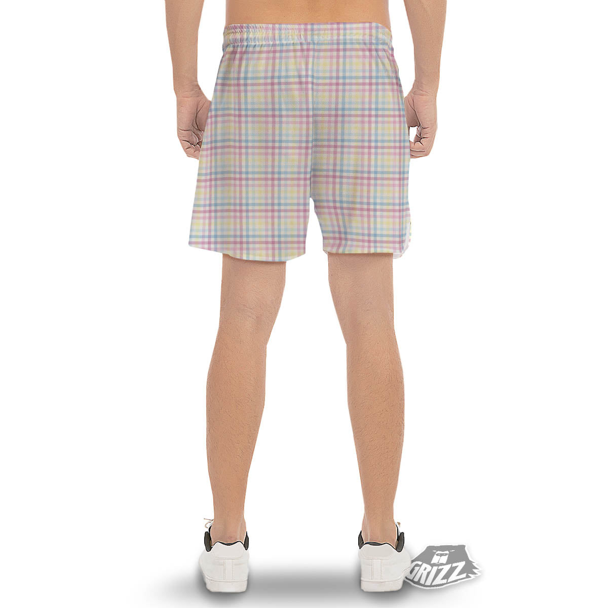 Pastel Plaid Cotton Candy Print Pattern Men's Gym Shorts-grizzshop