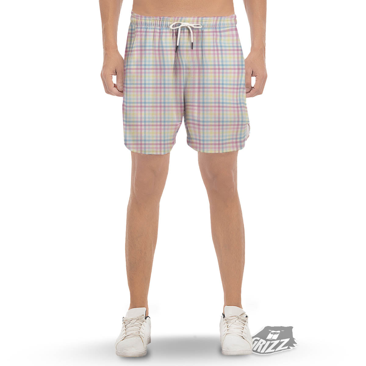 Pastel Plaid Cotton Candy Print Pattern Men's Gym Shorts-grizzshop