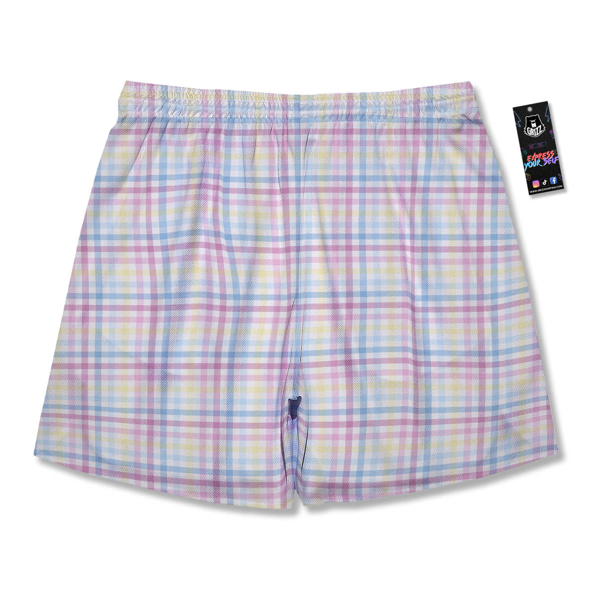 Pastel Plaid Cotton Candy Print Pattern Men's Running Shorts-grizzshop