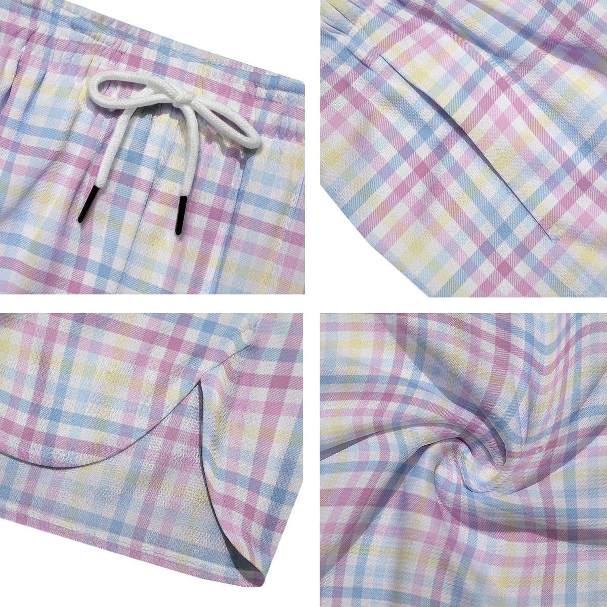 Pastel Plaid Cotton Candy Print Pattern Men's Running Shorts-grizzshop
