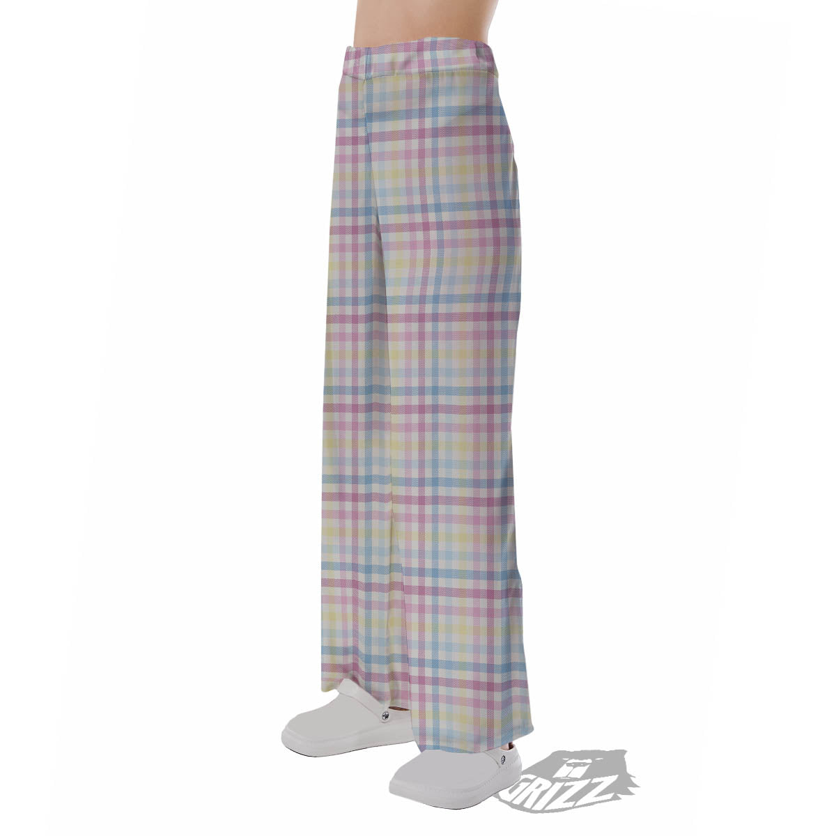 Pastel Plaid Cotton Candy Print Pattern Pajama Pants-grizzshop