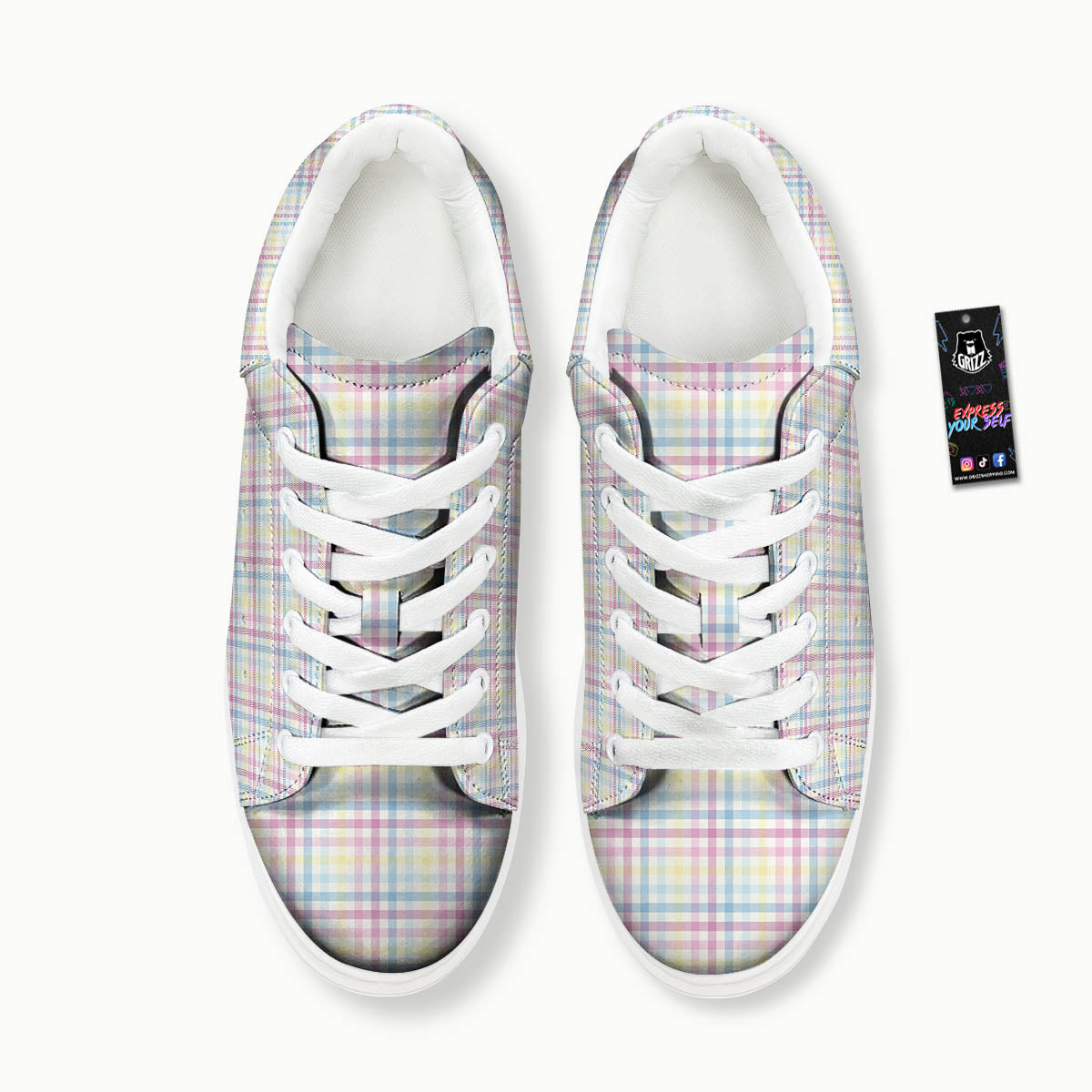 Pastel Plaid Cotton Candy Print Pattern Platform Shoes-grizzshop