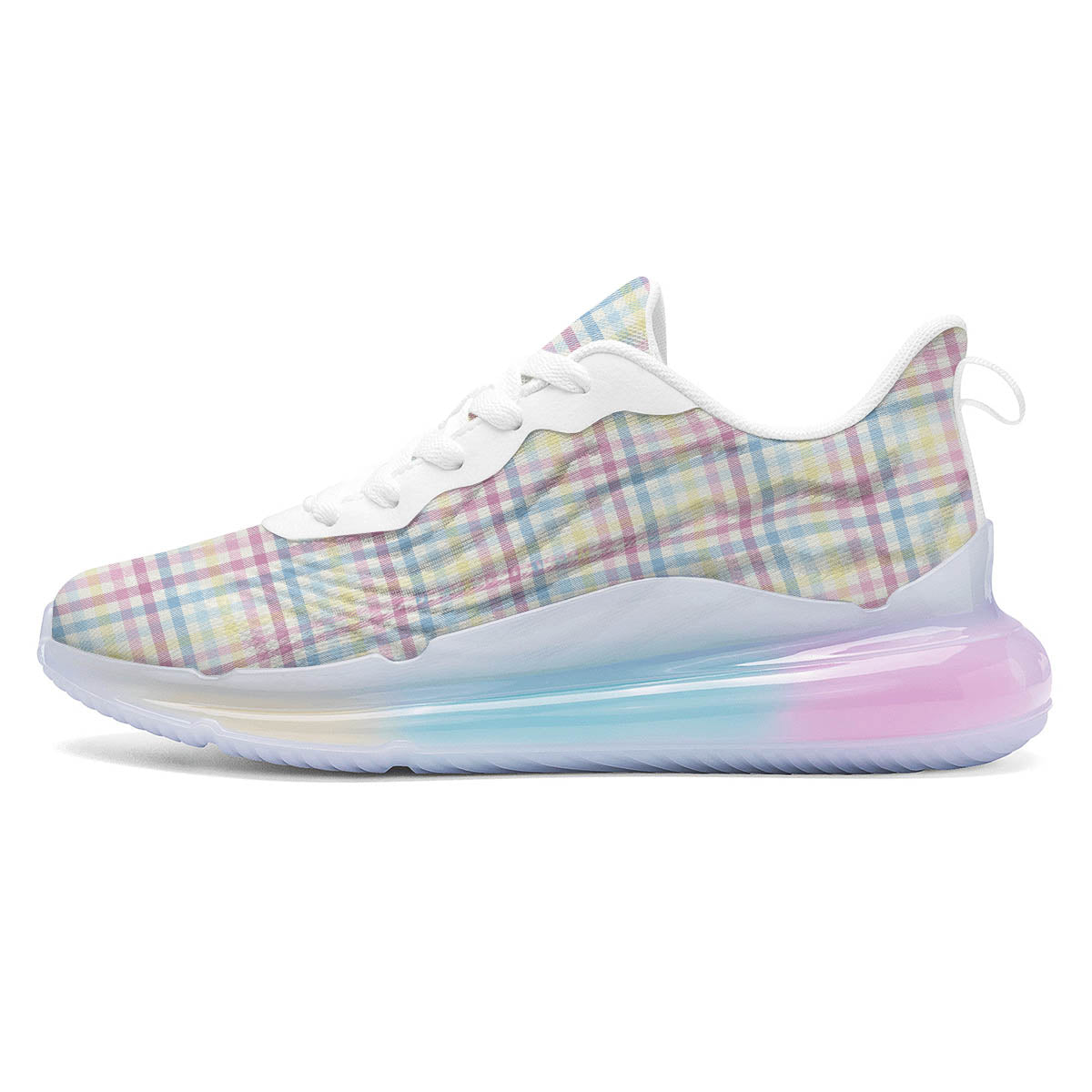 Pastel Plaid Cotton Candy Print Pattern Running Sneakers-grizzshop