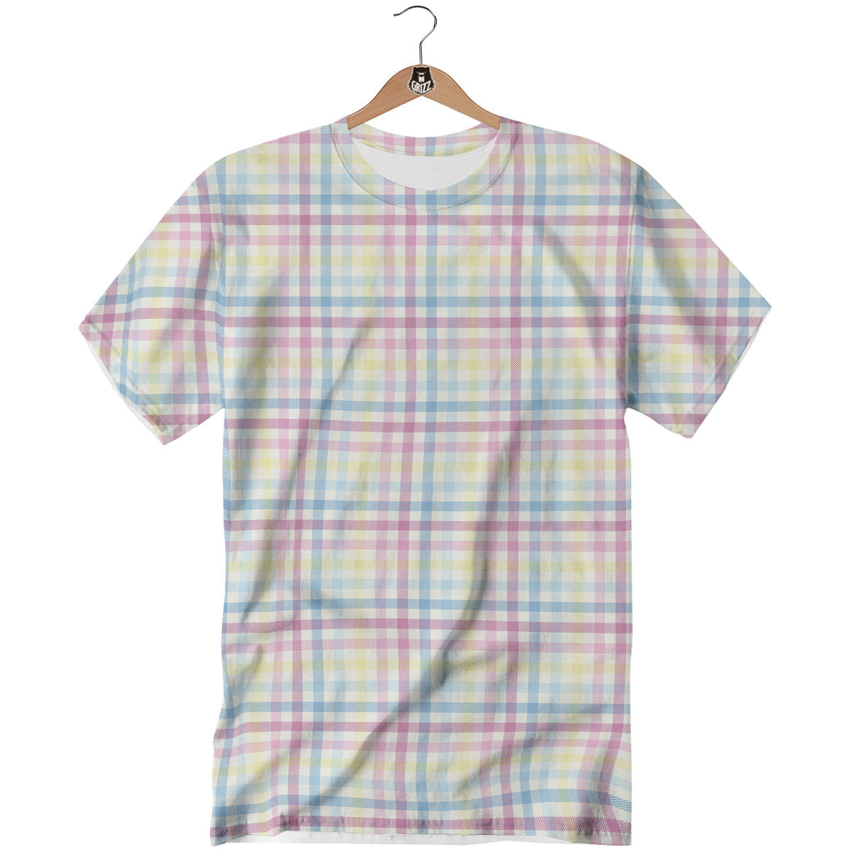 Pastel Plaid Cotton Candy Print Pattern T-Shirt-grizzshop