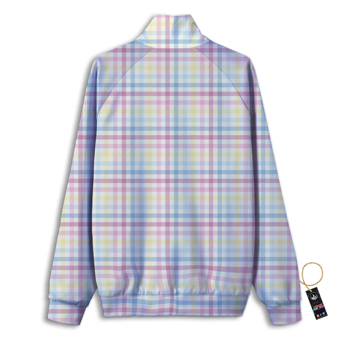 Pastel Plaid Cotton Candy Print Pattern Track Jacket-grizzshop