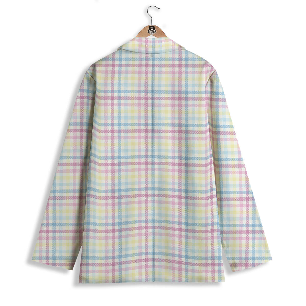 Pastel Plaid Cotton Candy Print Pattern Women's Blazer-grizzshop