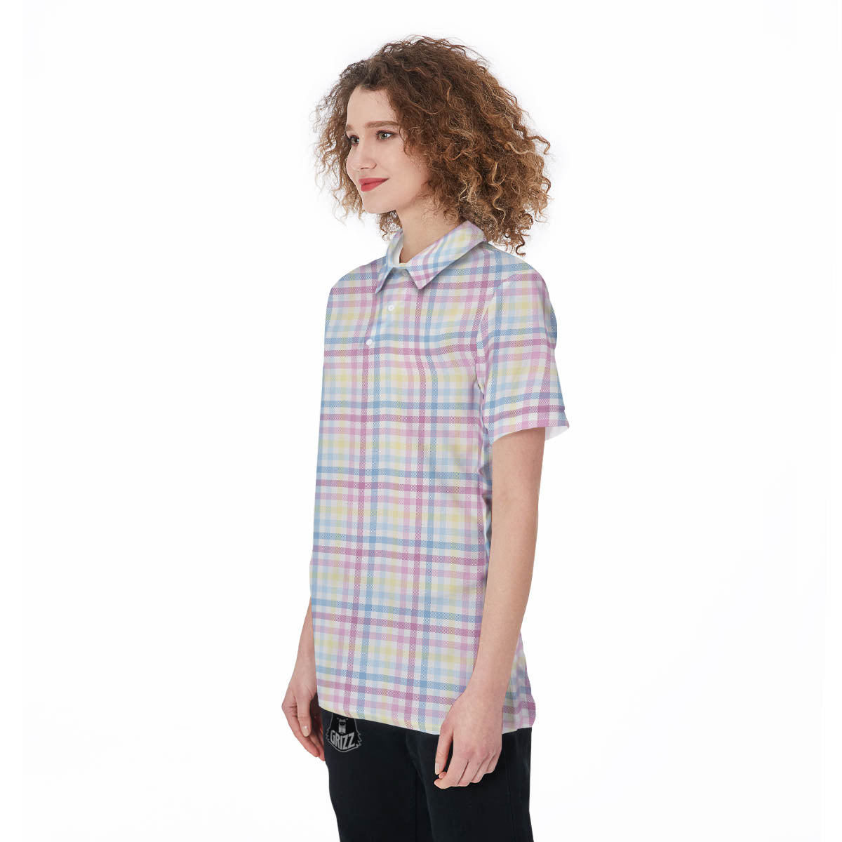 Pastel Plaid Cotton Candy Print Pattern Women's Golf Shirts-grizzshop