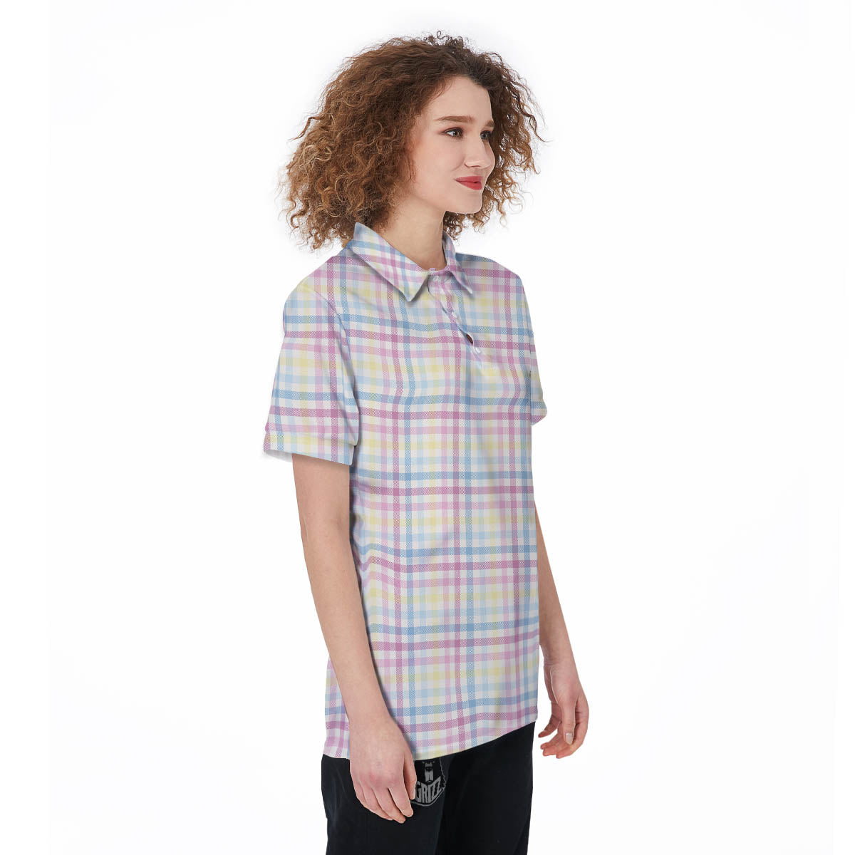 Pastel Plaid Cotton Candy Print Pattern Women's Golf Shirts-grizzshop