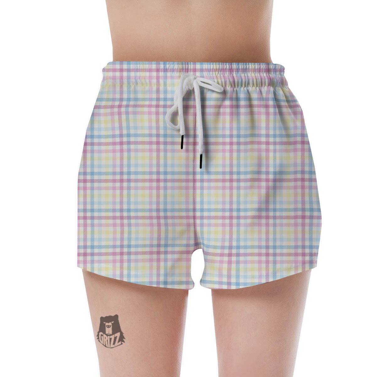 Pastel Plaid Cotton Candy Print Pattern Women's Shorts-grizzshop