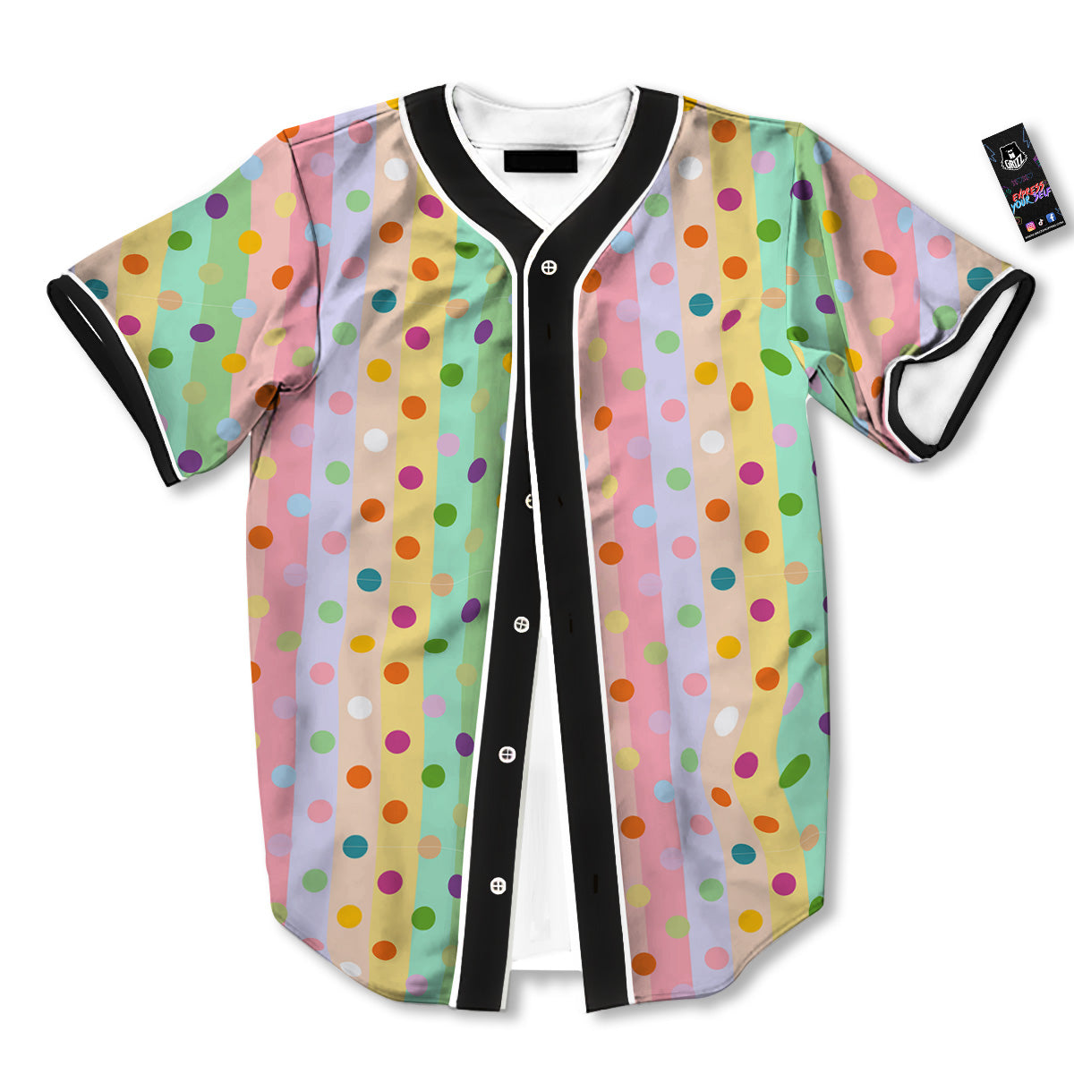 Pastel Polka Dots Print Pattern Baseball Jersey-grizzshop