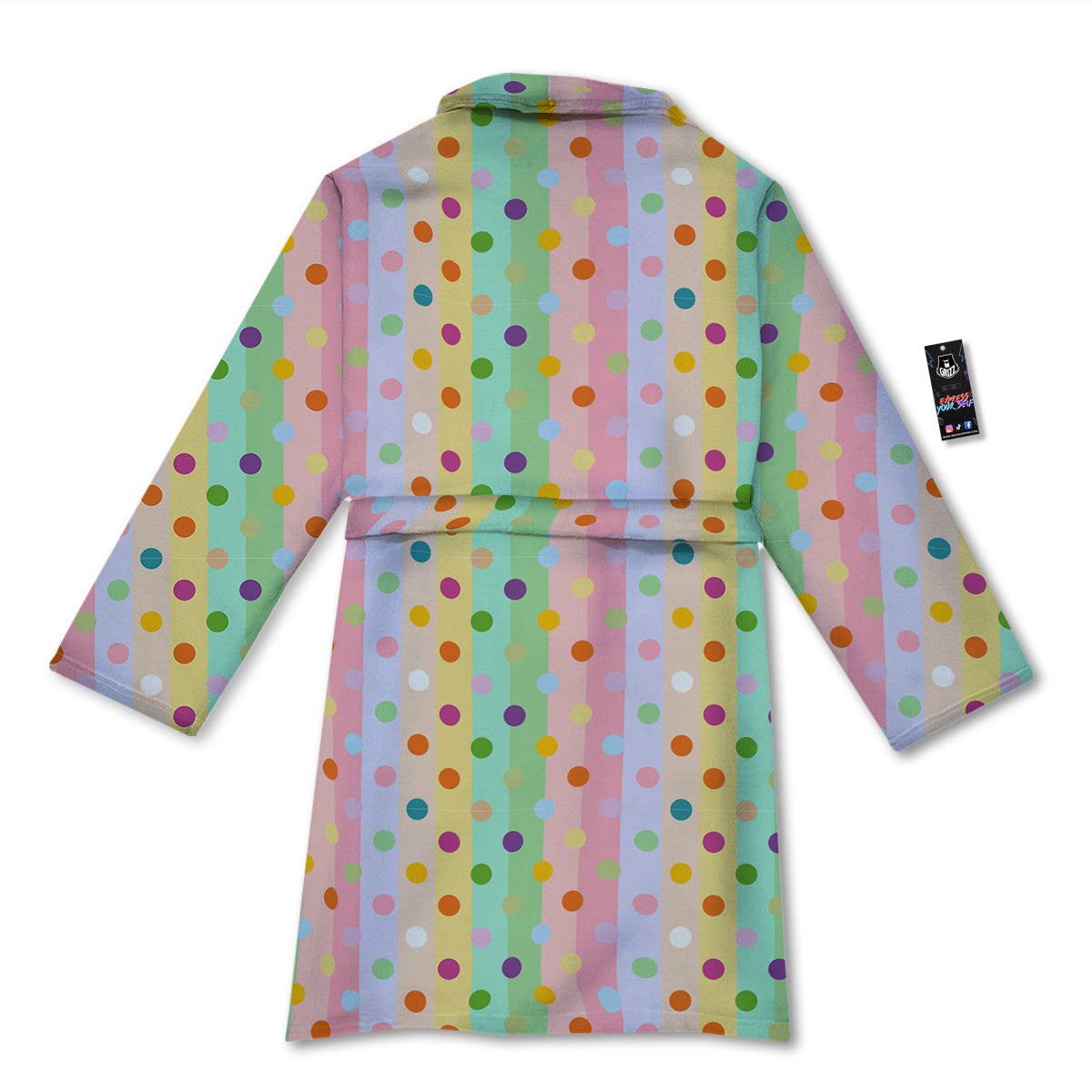 Pastel Polka Dots Print Pattern Bathrobe-grizzshop