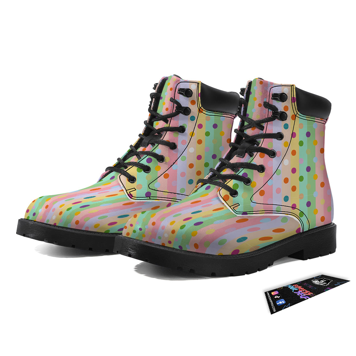 Pastel Polka Dots Print Pattern Boots-grizzshop