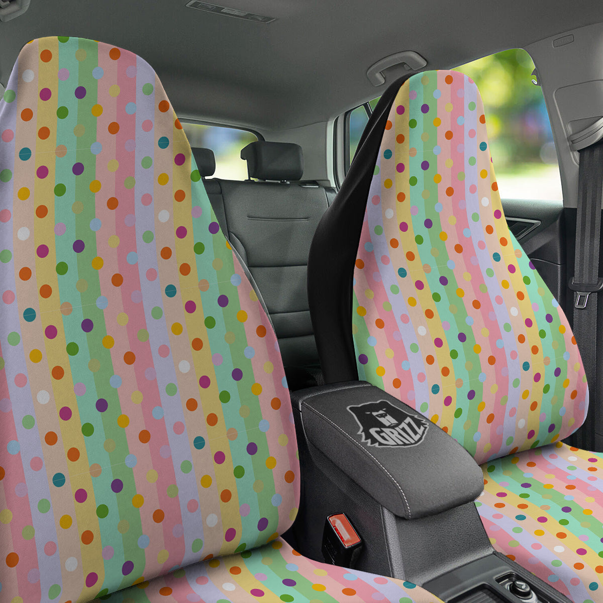 Pastel Polka Dots Print Pattern Car Seat Covers-grizzshop