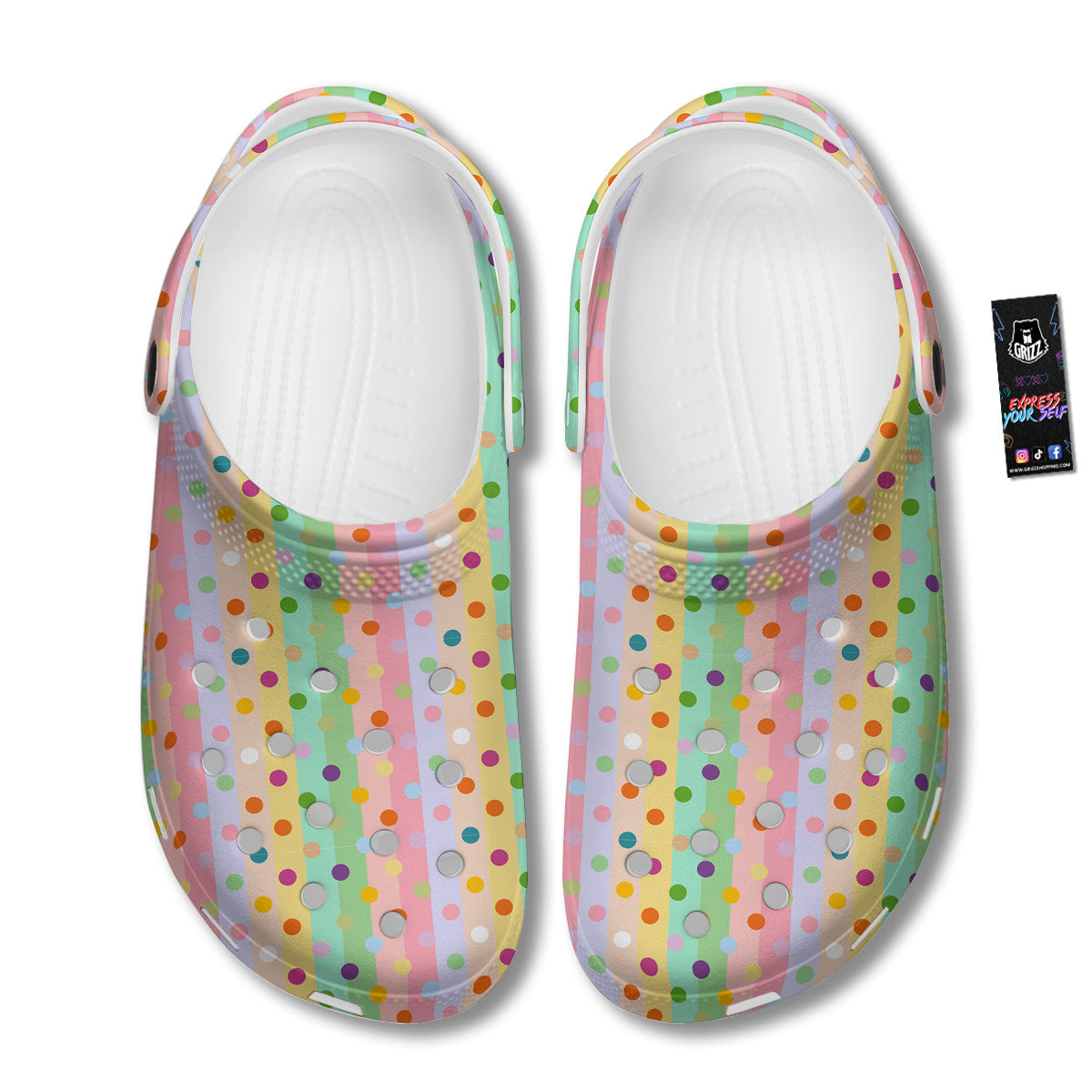Pastel Polka Dots Print Pattern Clog-grizzshop