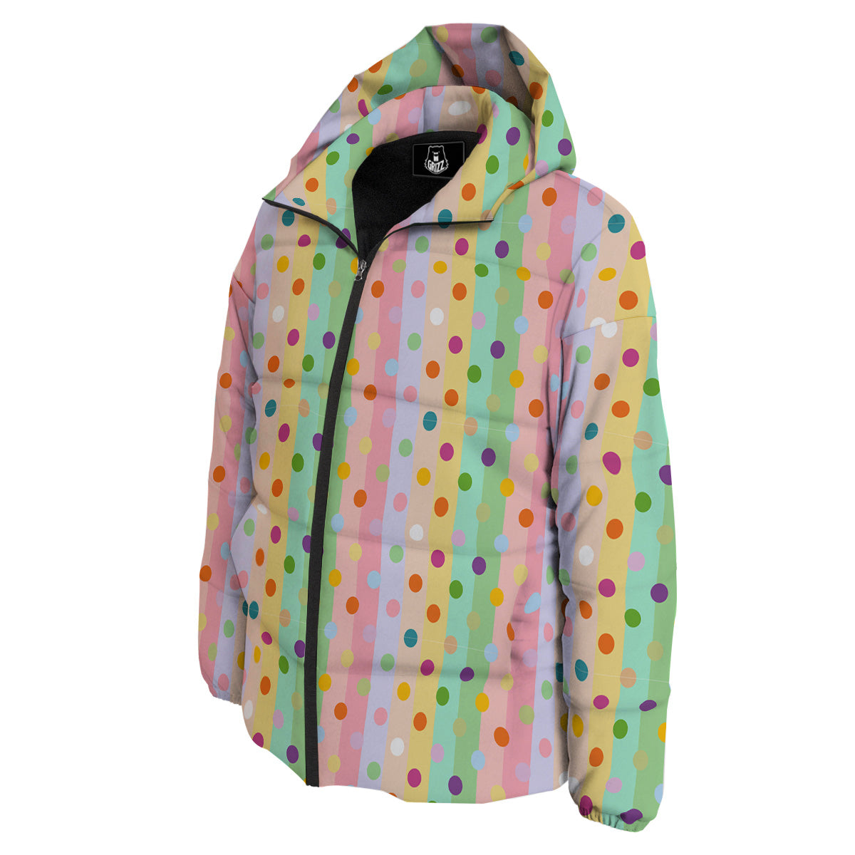 Pastel Polka Dots Print Pattern Down Jacket-grizzshop