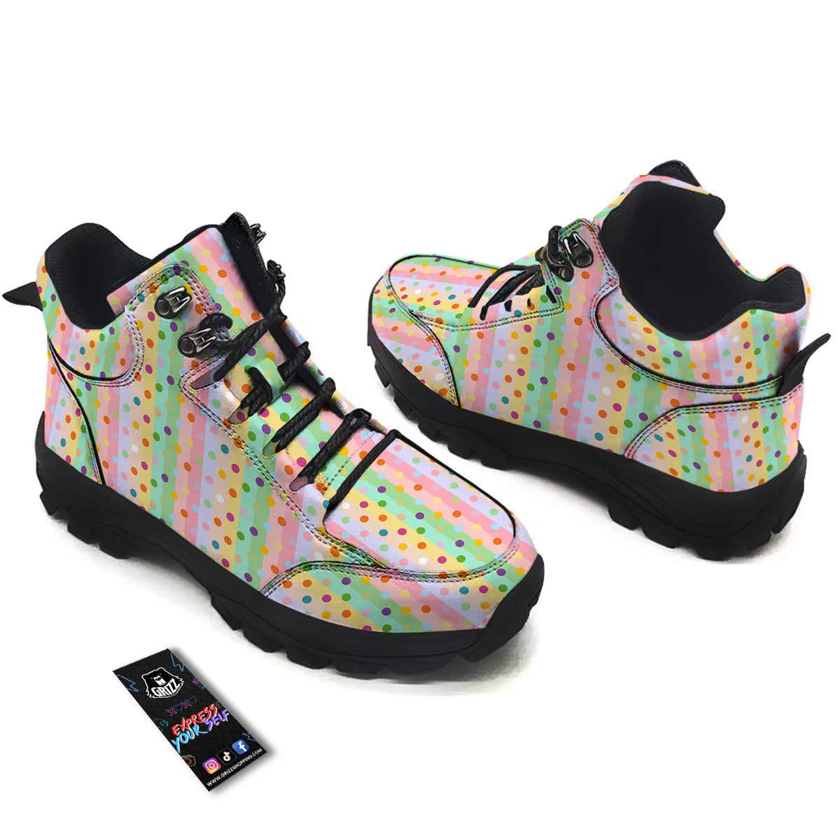 Pastel Polka Dots Print Pattern Hiking Shoes-grizzshop