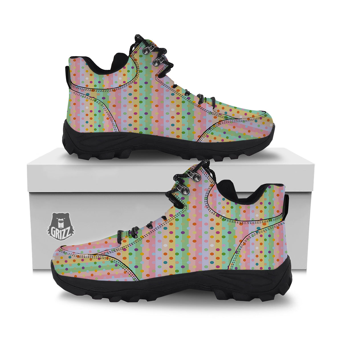 Pastel Polka Dots Print Pattern Hiking Shoes-grizzshop