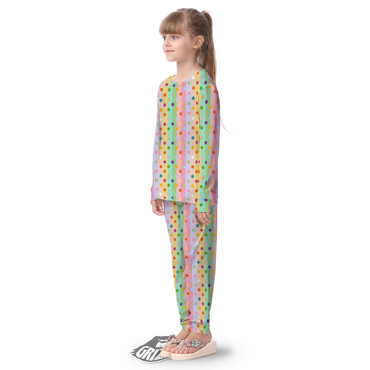 Pastel Polka Dots Print Pattern Kid's Pajamas-grizzshop