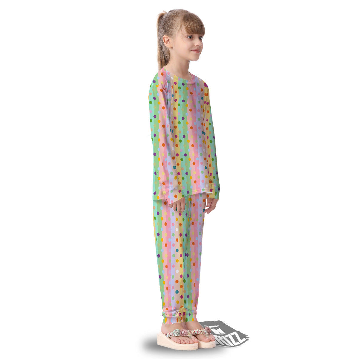 Pastel Polka Dots Print Pattern Kid's Pajamas-grizzshop