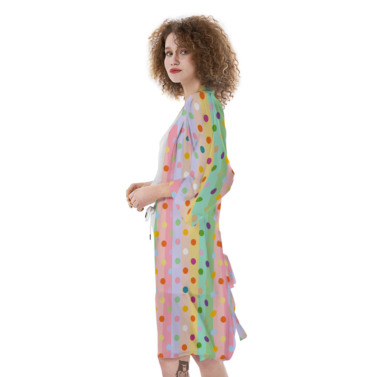Pastel Polka Dots Print Pattern Kimono-grizzshop