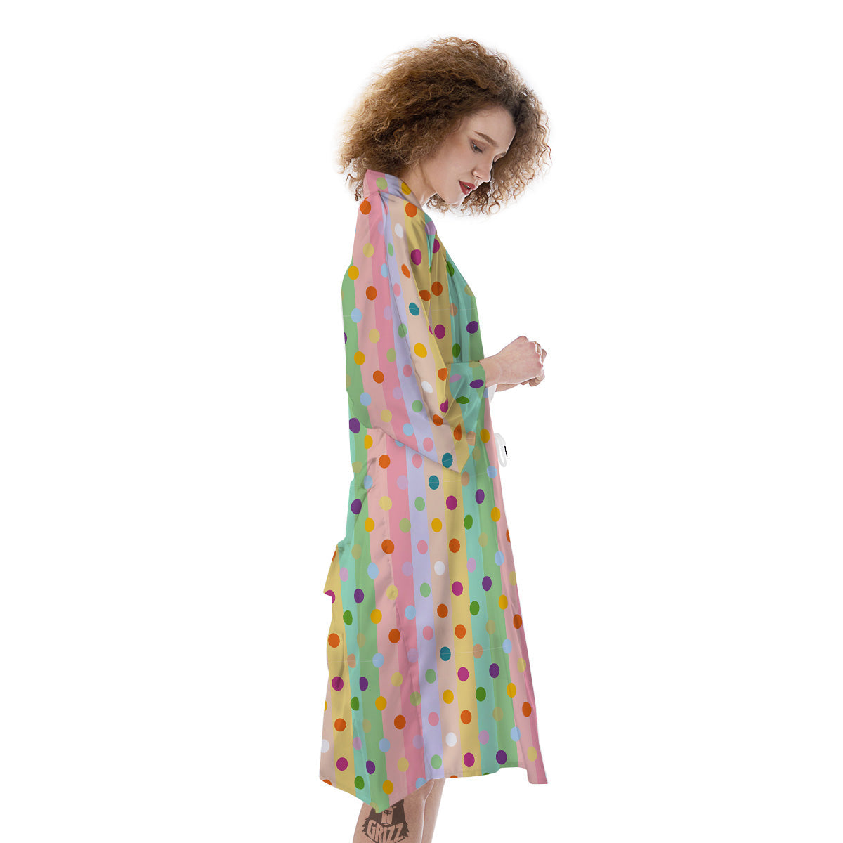 Pastel Polka Dots Print Pattern Kimono-grizzshop