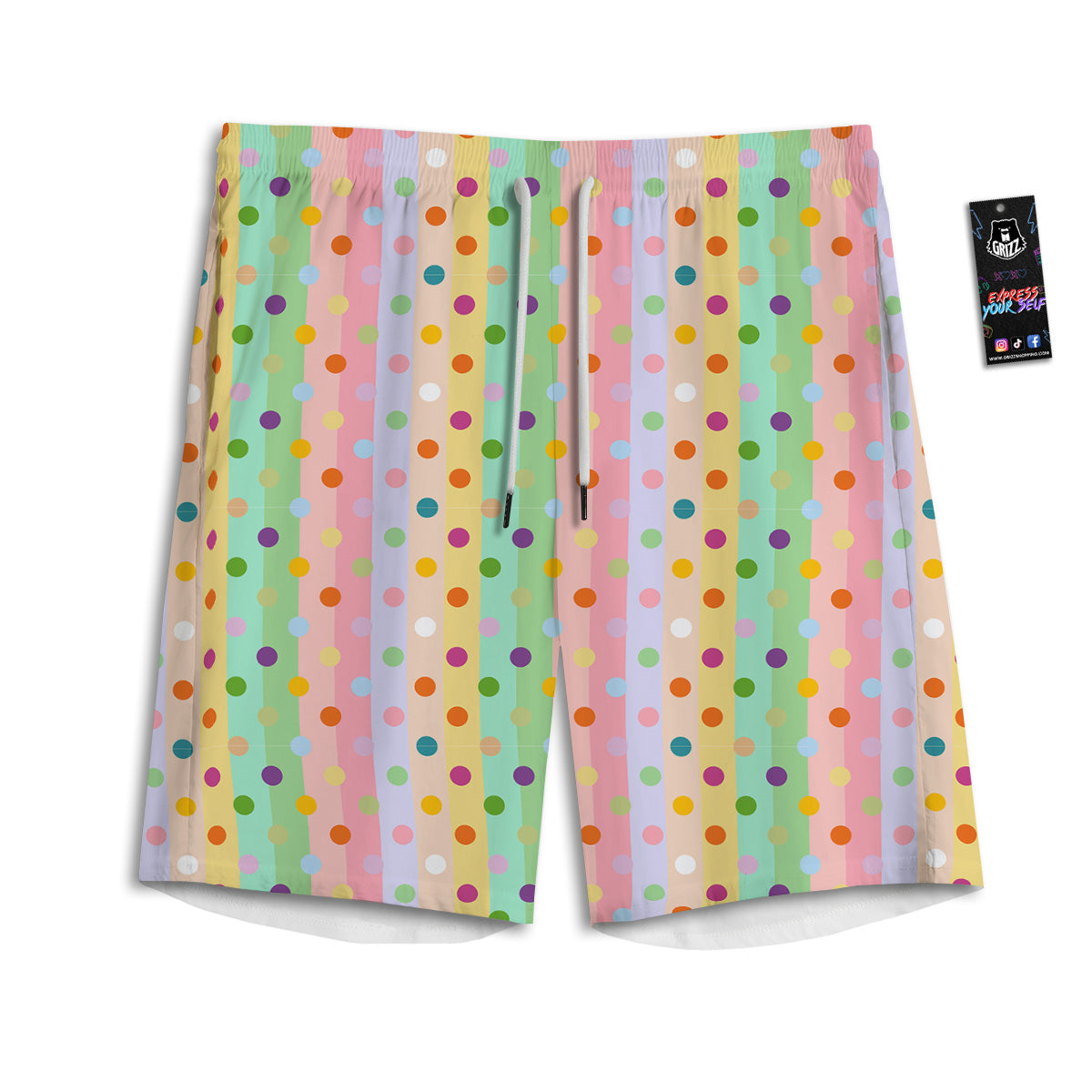 Pastel Polka Dots Print Pattern Men's Athletic Shorts