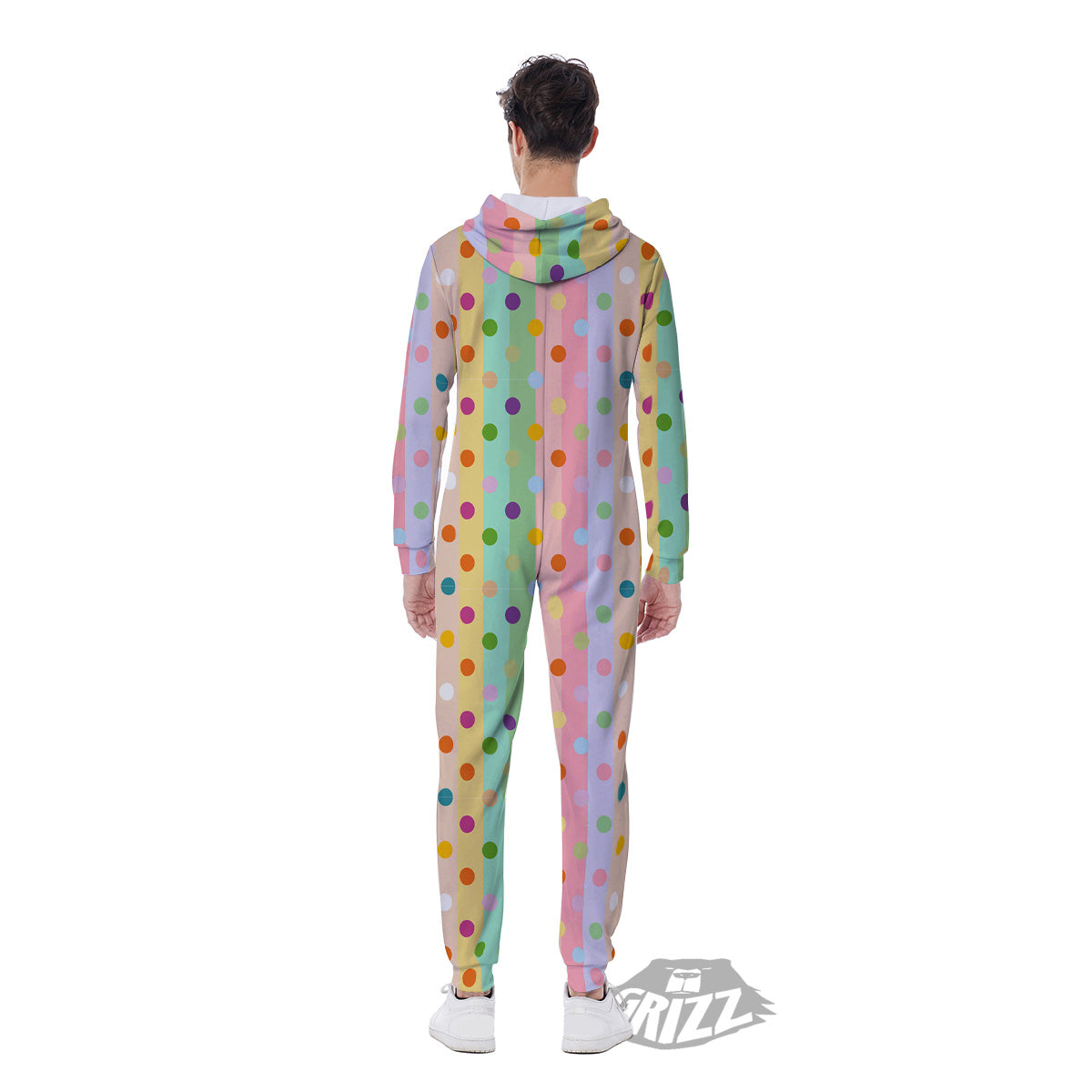 Pastel Polka Dots Print Pattern Men's Jumpsuit-grizzshop