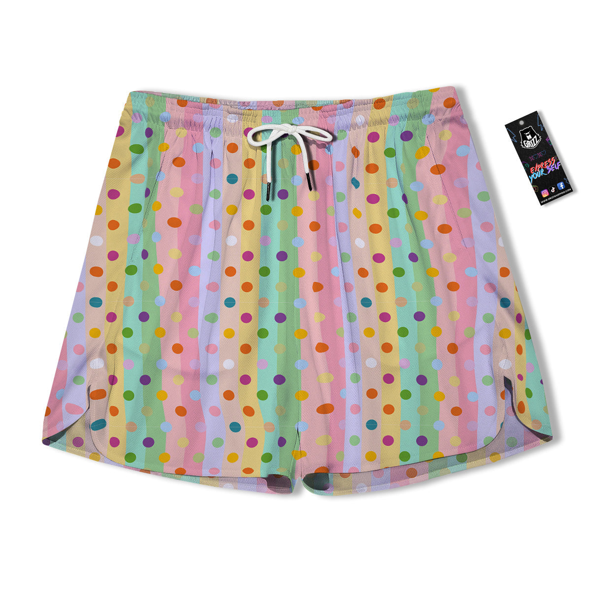 Pastel Polka Dots Print Pattern Men's Running Shorts-grizzshop