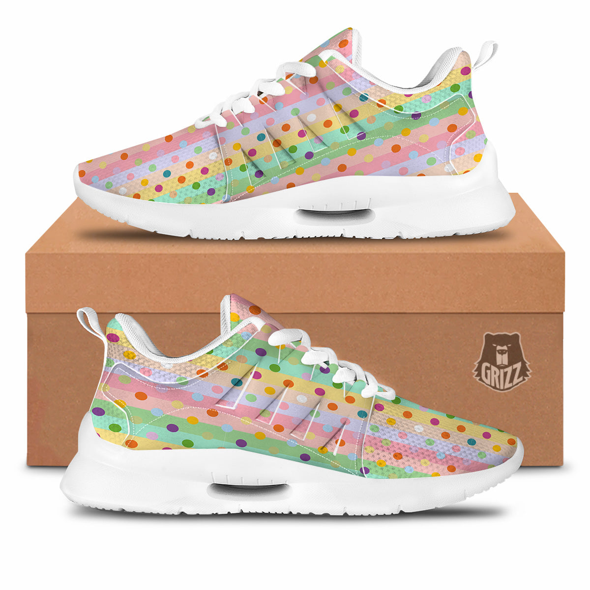 Pastel Polka Dots Print Pattern Tennis Shoes-grizzshop