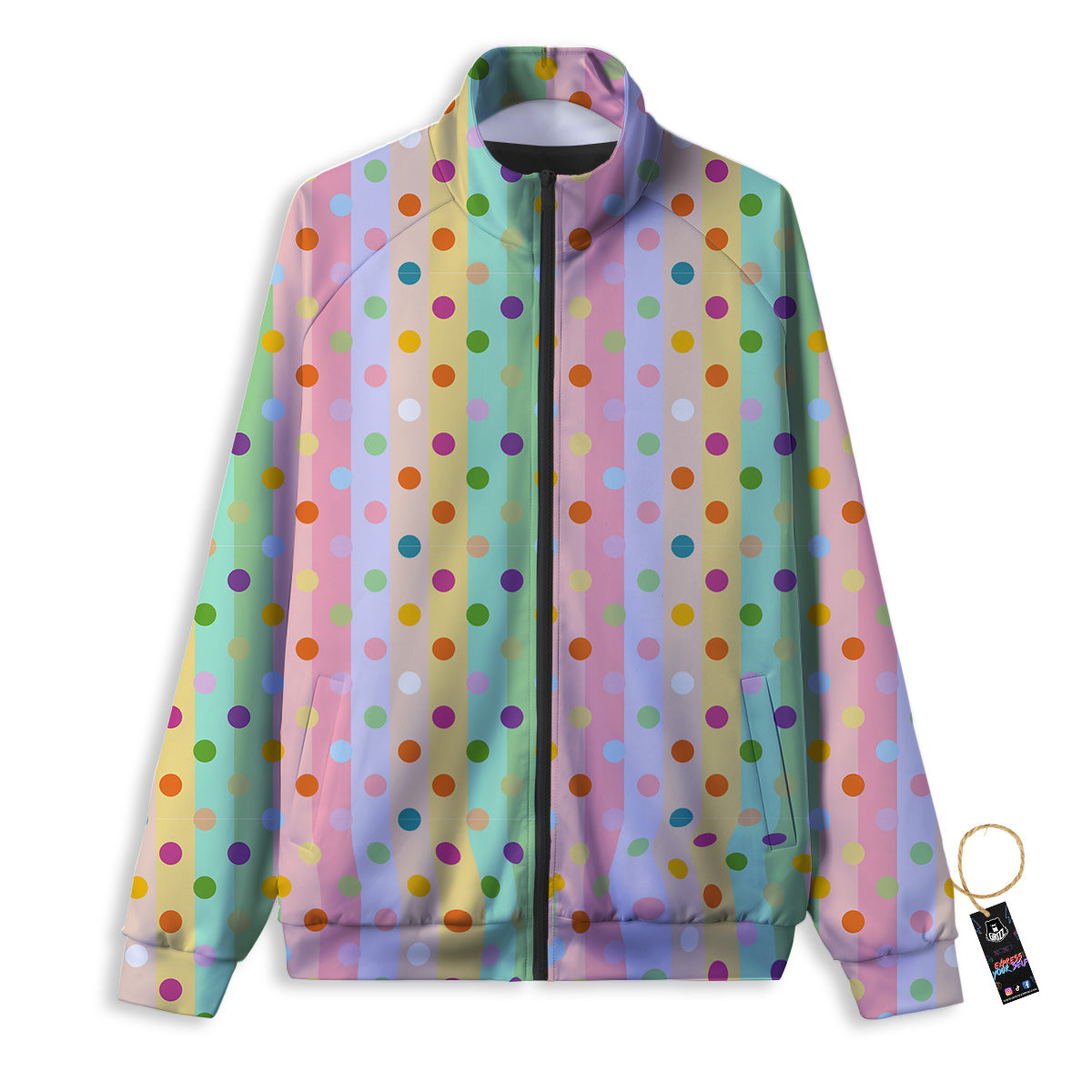 Pastel Polka Dots Print Pattern Track Jacket-grizzshop