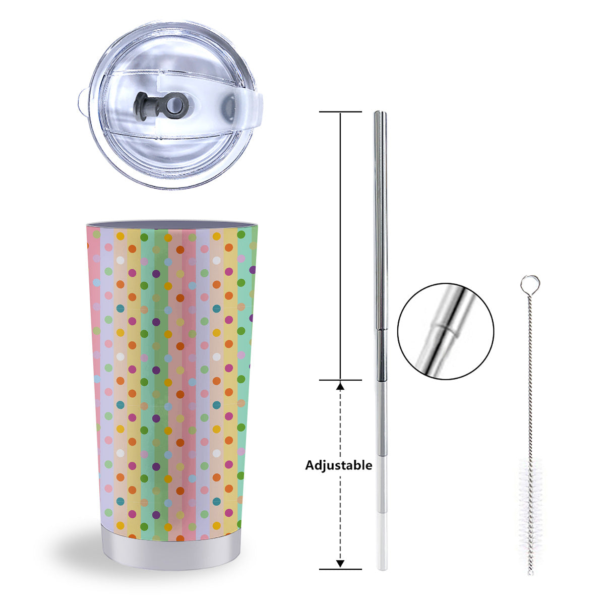 Pastel Polka Dots Print Pattern Tumbler-grizzshop