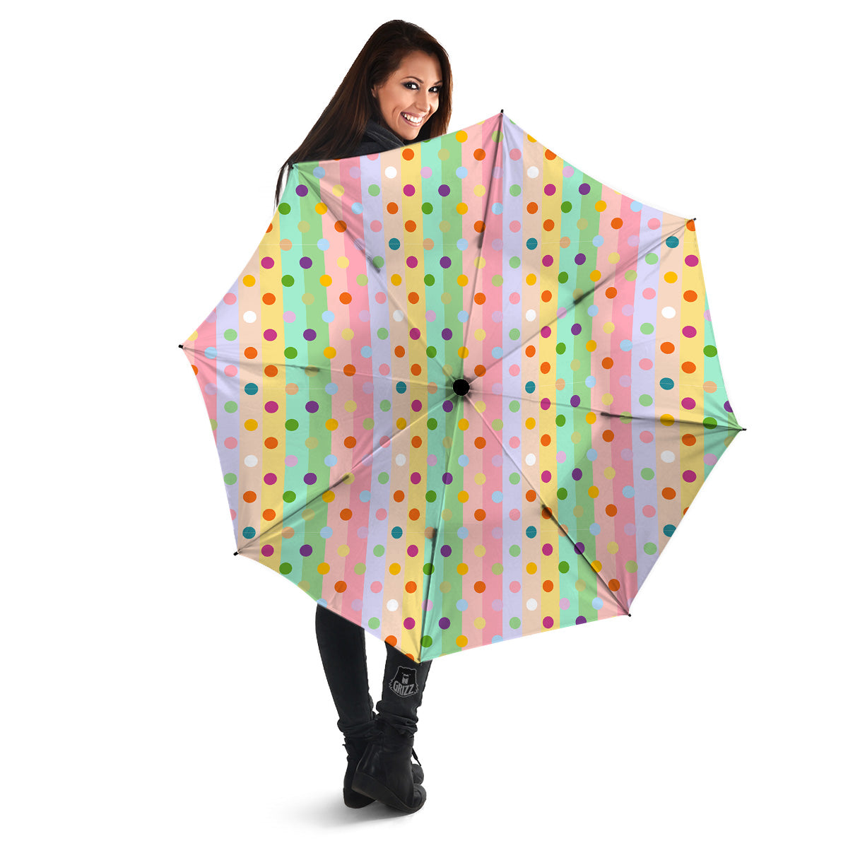 Pastel Polka Dots Print Pattern Umbrella-grizzshop