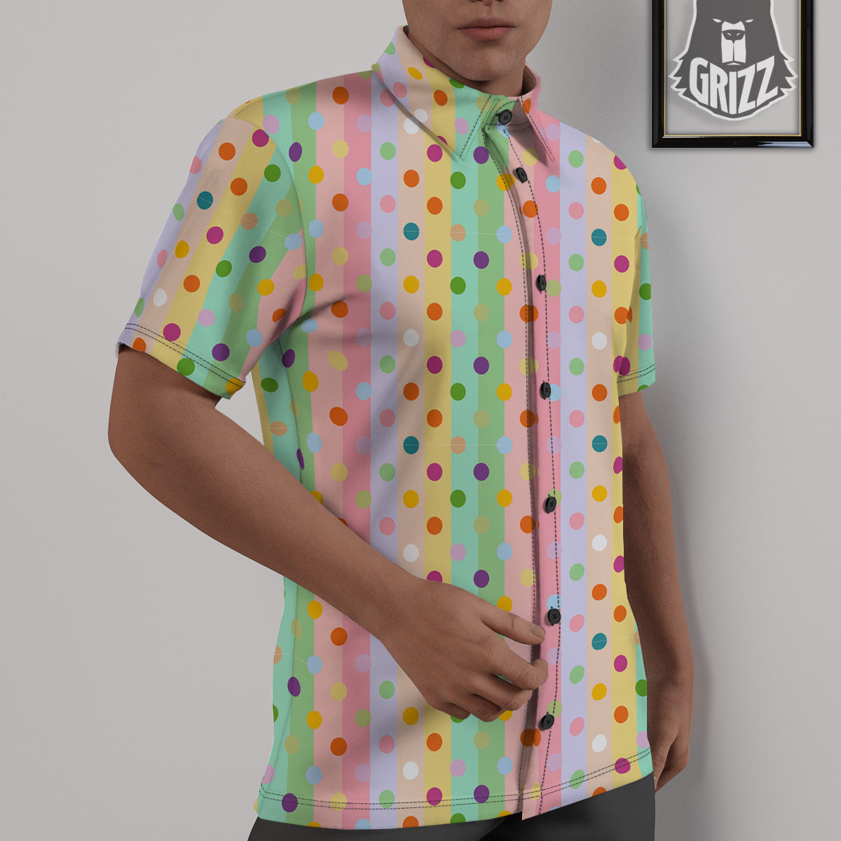 Pastel Polka Dots Print Pattern Untucked Shirts-grizzshop