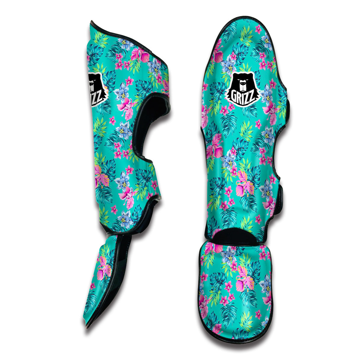 Pastel Tropical Hibiscus Muay Thai Shin Guards-grizzshop