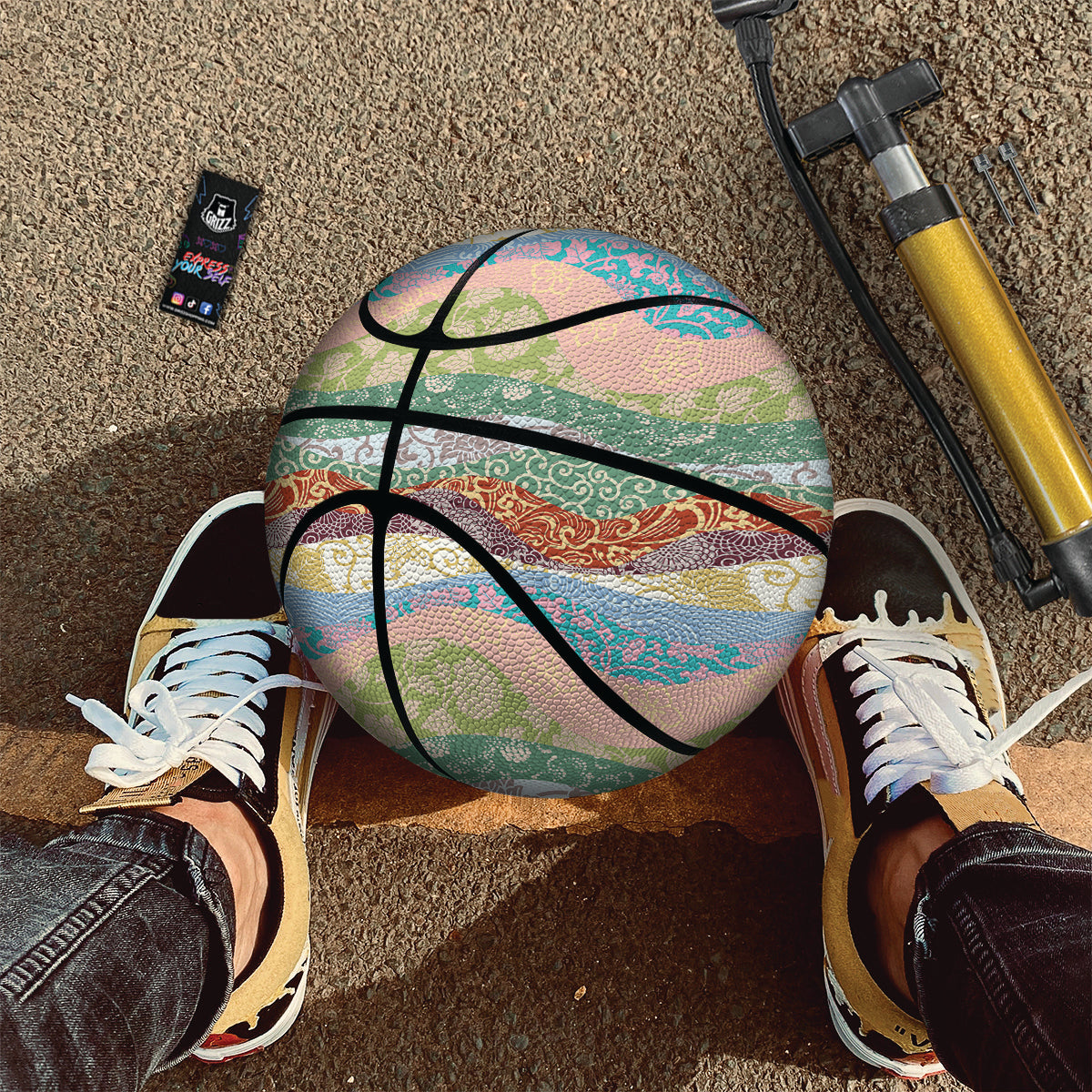 Pastel Japanese Fabric Traditional Print Pattern Basketball