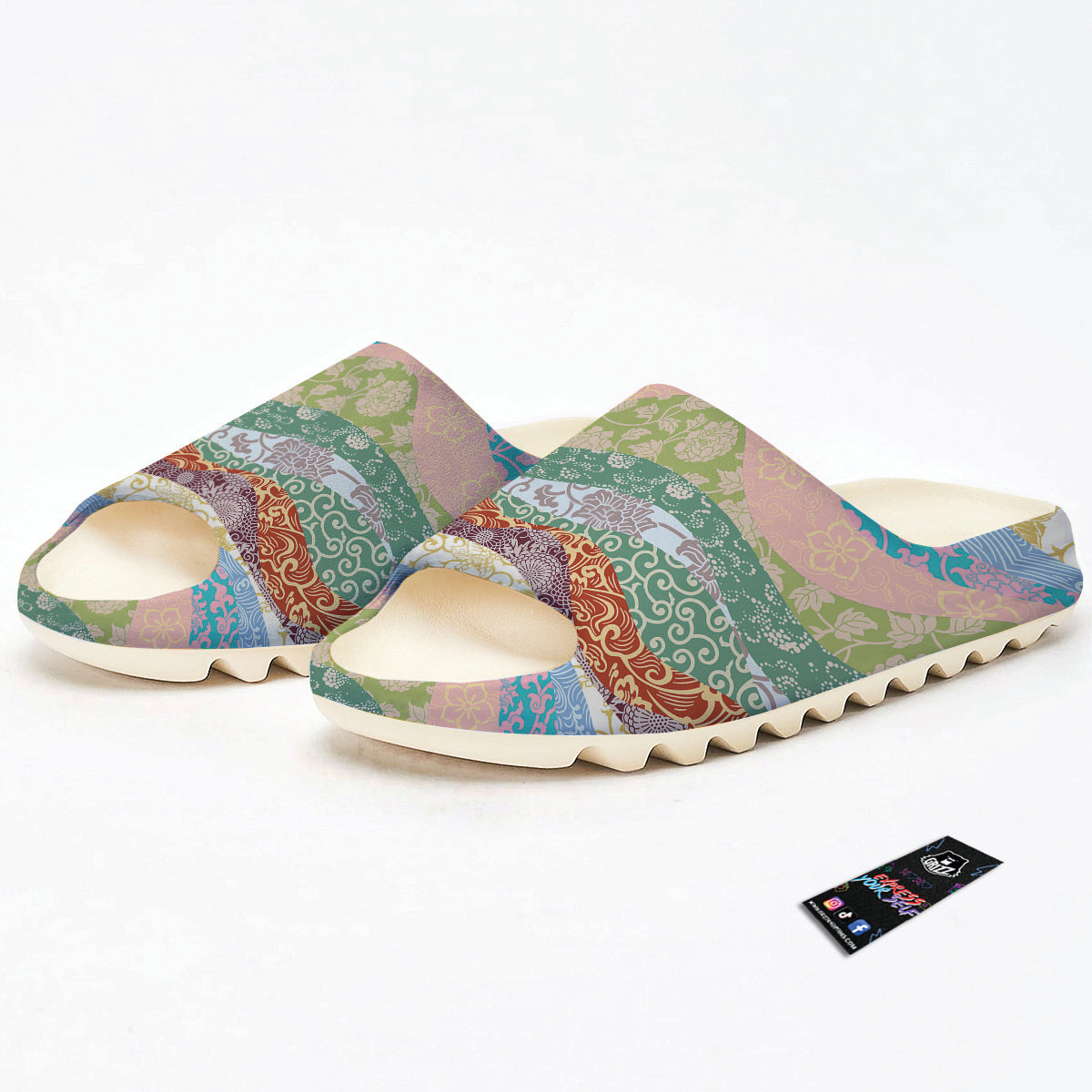Pastel Japanese Fabric Traditional Print Pattern Sandals-grizzshop