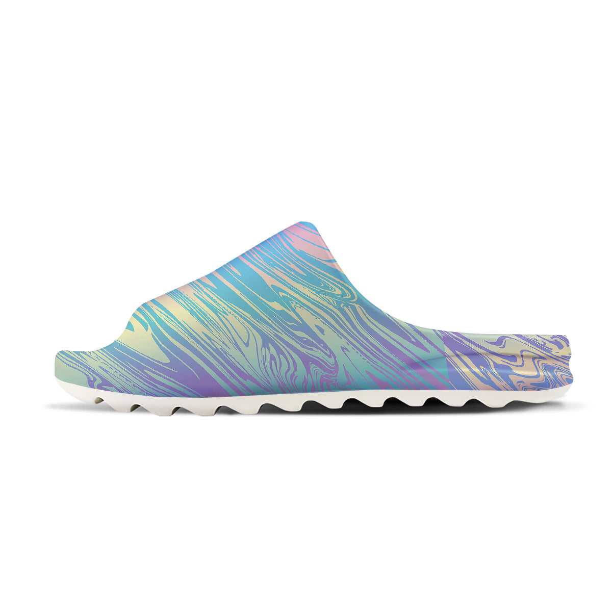 Pastel Liquid Marble Holographic Print Sandals-grizzshop