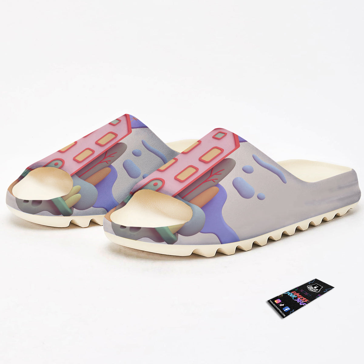Pastel Modern House Print Sandals-grizzshop