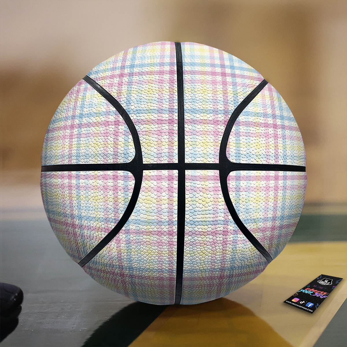 Pastel Plaid Cotton Candy Print Pattern Basketball