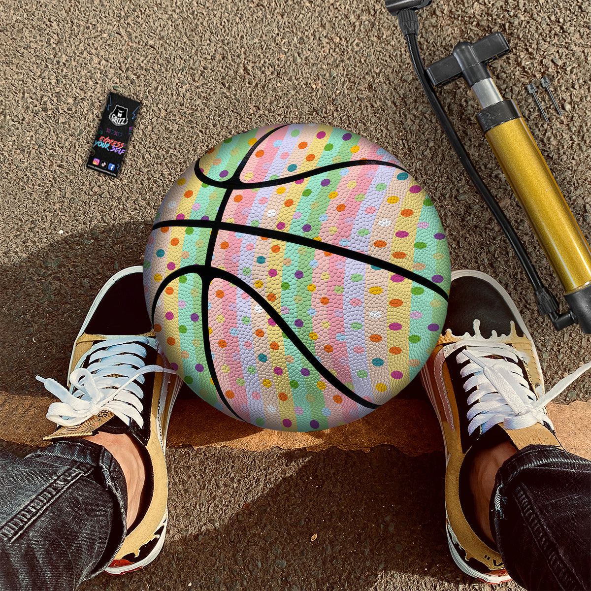 Pastel Polka Dots Print Pattern Basketball