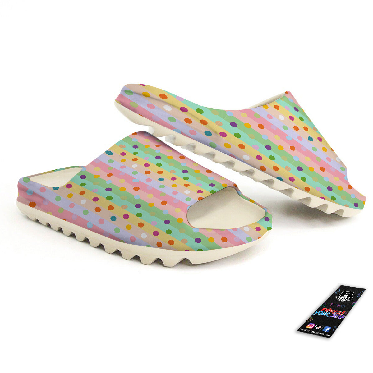 Pastel Polka Dots Print Pattern Sandals-grizzshop