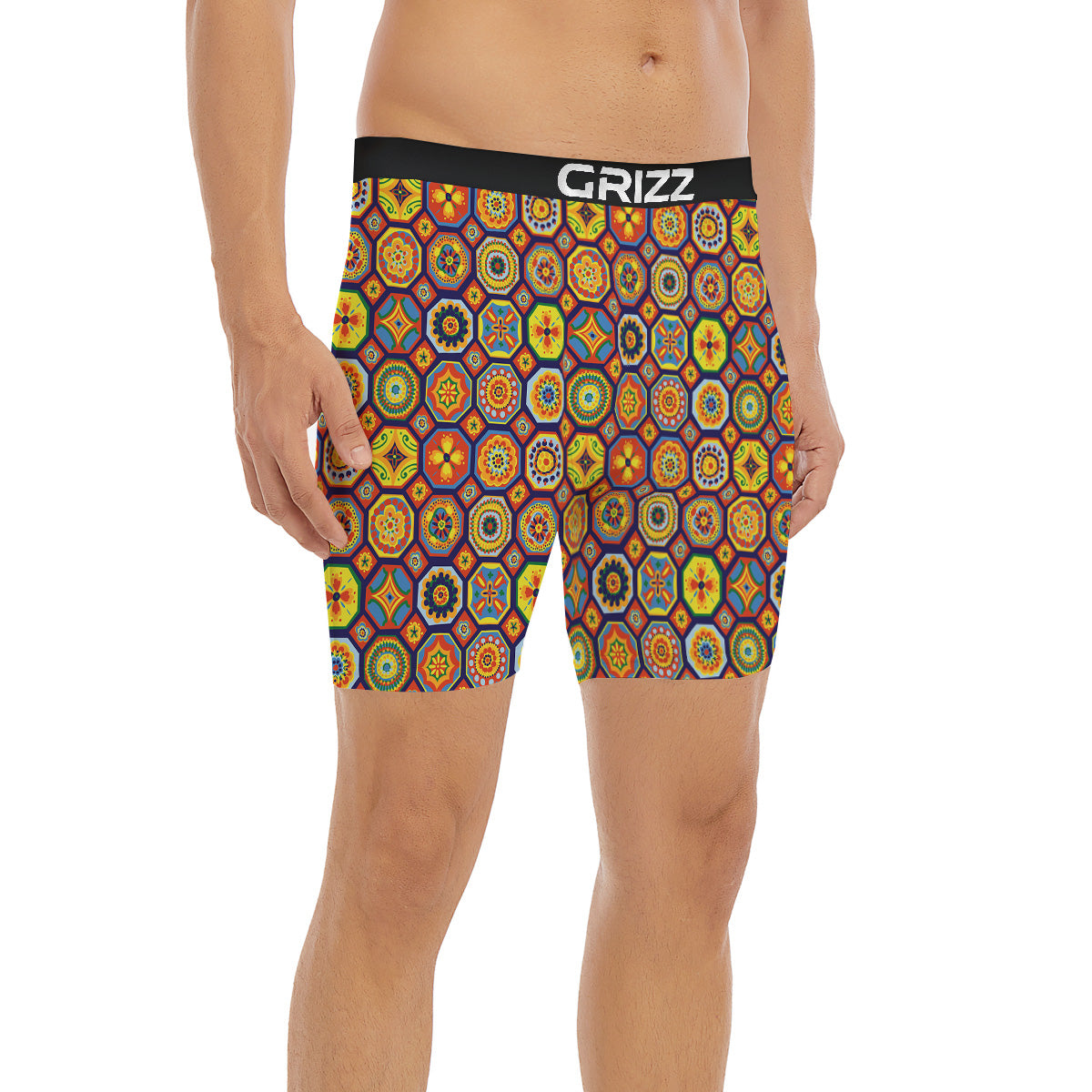 Patchwork Abstract Floral Colorful Print Pattern Boxer Briefs-grizzshop