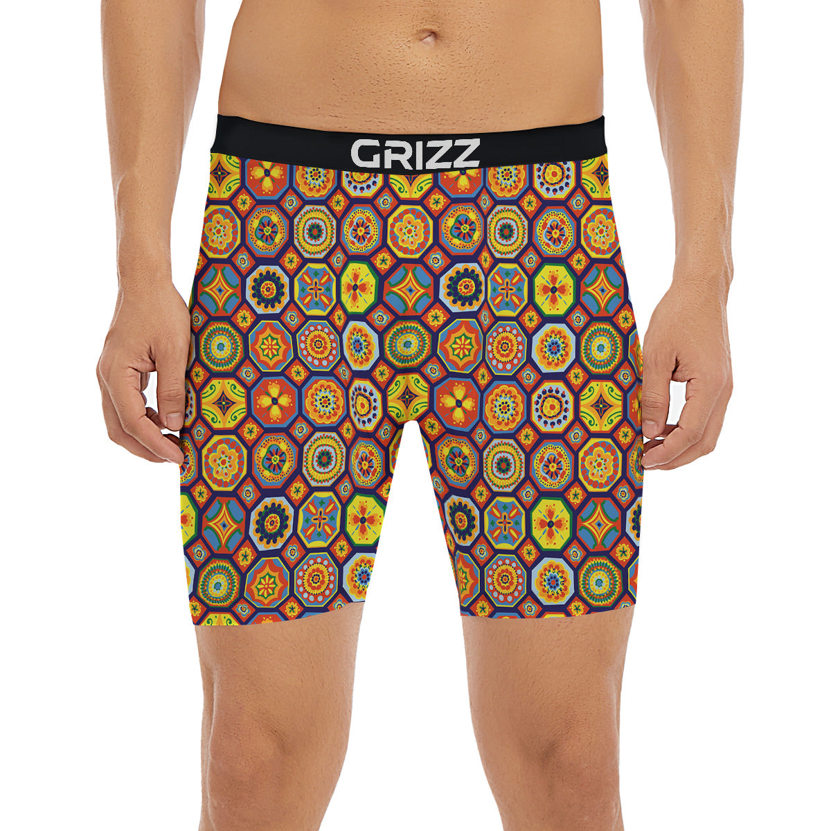 Patchwork Abstract Floral Colorful Print Pattern Boxer Briefs-grizzshop