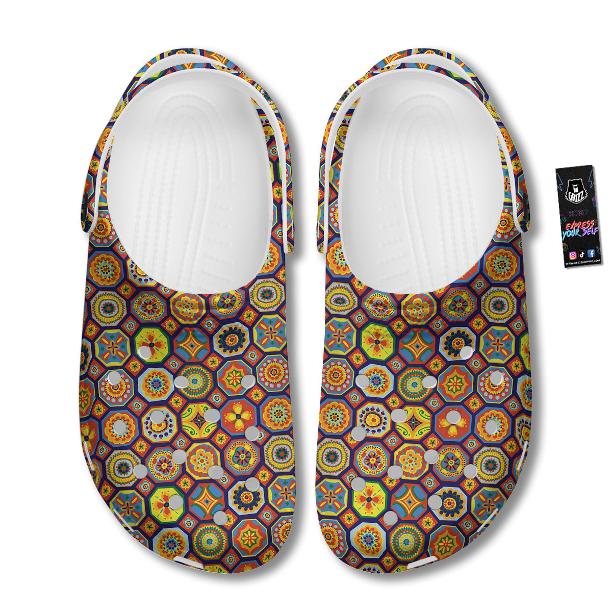 Patchwork Abstract Floral Colorful Print Pattern Clog-grizzshop