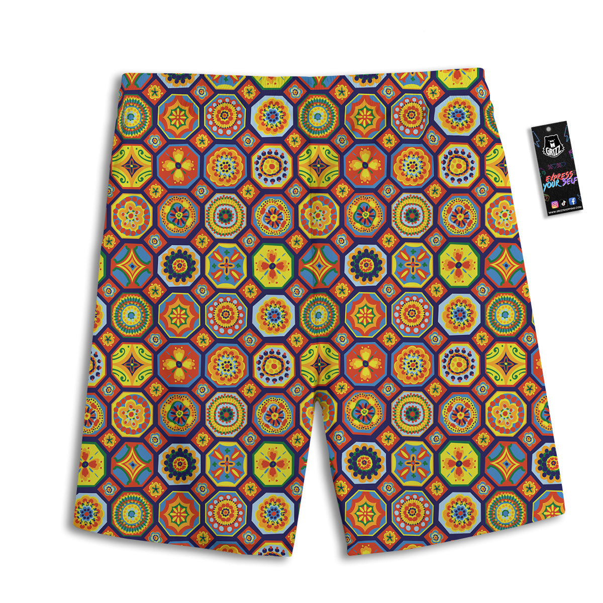 Patchwork Abstract Floral Colorful Print Pattern Men's Athletic Shorts