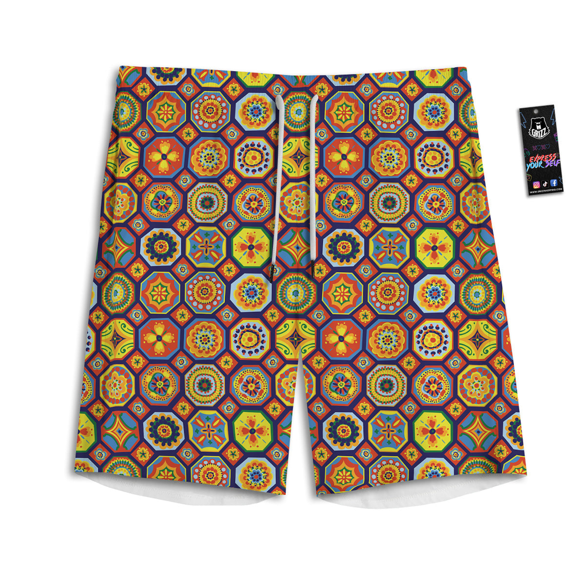 Patchwork Abstract Floral Colorful Print Pattern Men's Athletic Shorts