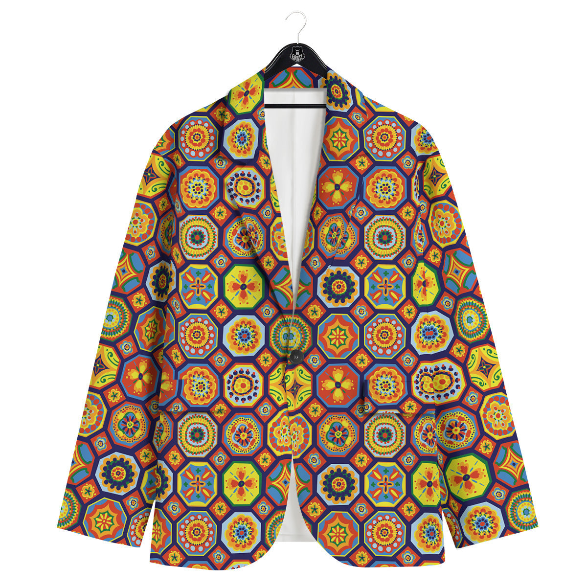 Patchwork Abstract Floral Colorful Print Pattern Men's Sport Coat-grizzshop
