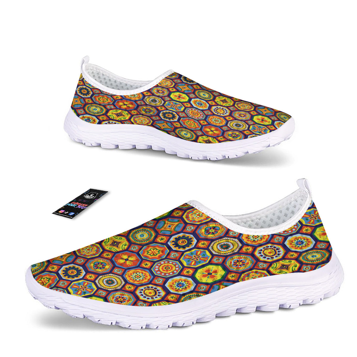 Patchwork Abstract Floral Colorful Print Pattern Nurse Shoes-grizzshop