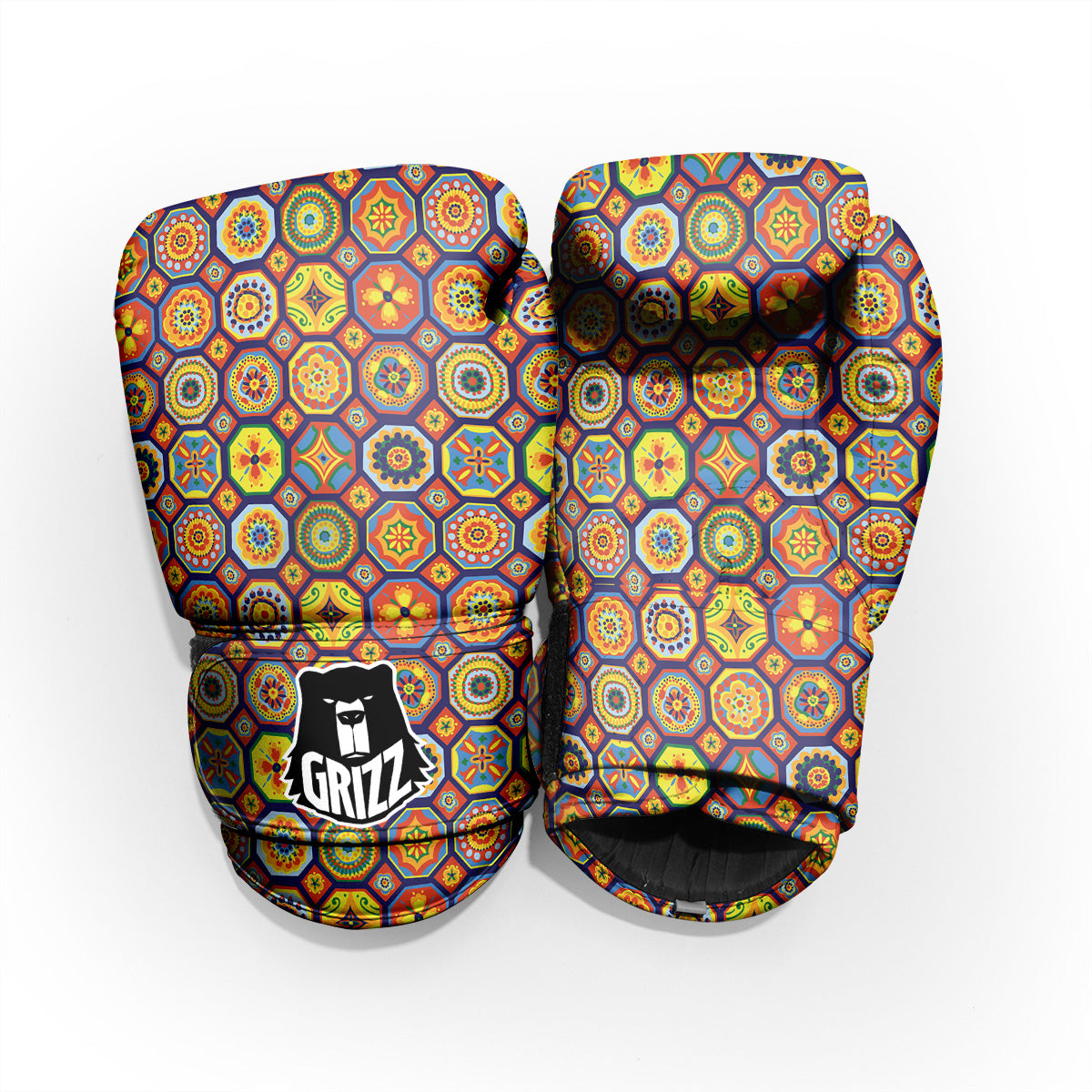 Patchwork Abstract Floral Colorful Print Pattern Pro Boxing Glove