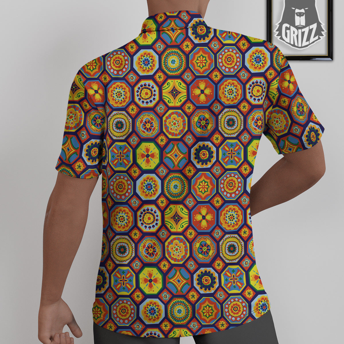 Patchwork Abstract Floral Colorful Print Pattern Untucked Shirts-grizzshop